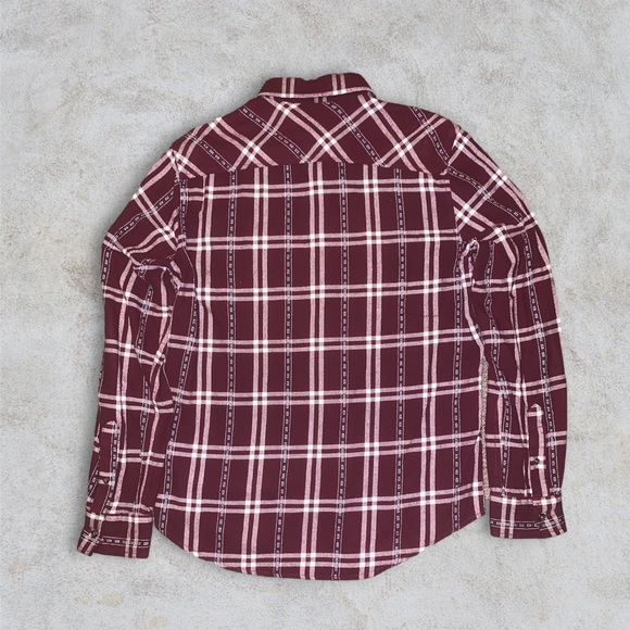 Men’s Burgundy Plaid Flannel - Picture 3 of 4